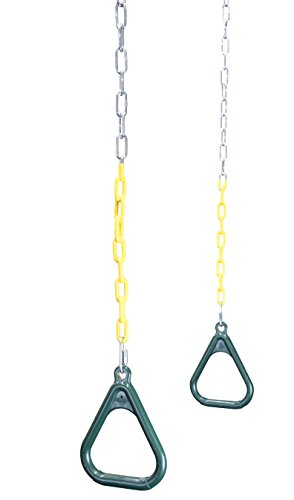 Squirrel Products Trapeze Gym Rings with Chains - Plastic Coated Chains - Swingset Replacements & Additions - Children Ages 3 Years & Older